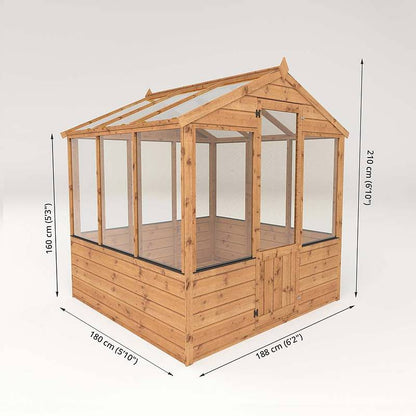 Refurbished Castle Green 6 x 6 Evesham Wooden Greenhouse