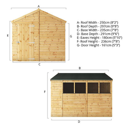 10 x 8 Shiplap Apex Wooden Garden Shed