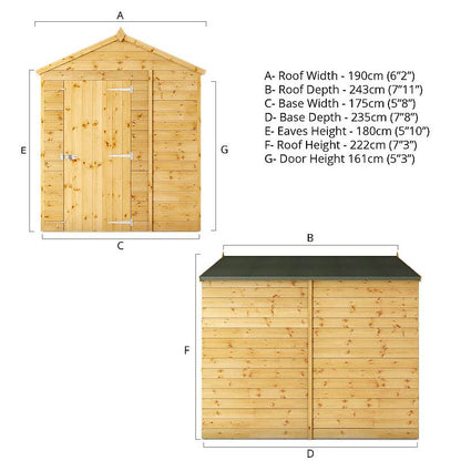 Refurbished 8 x 6 Shiplap Apex Windowless Wooden Shed