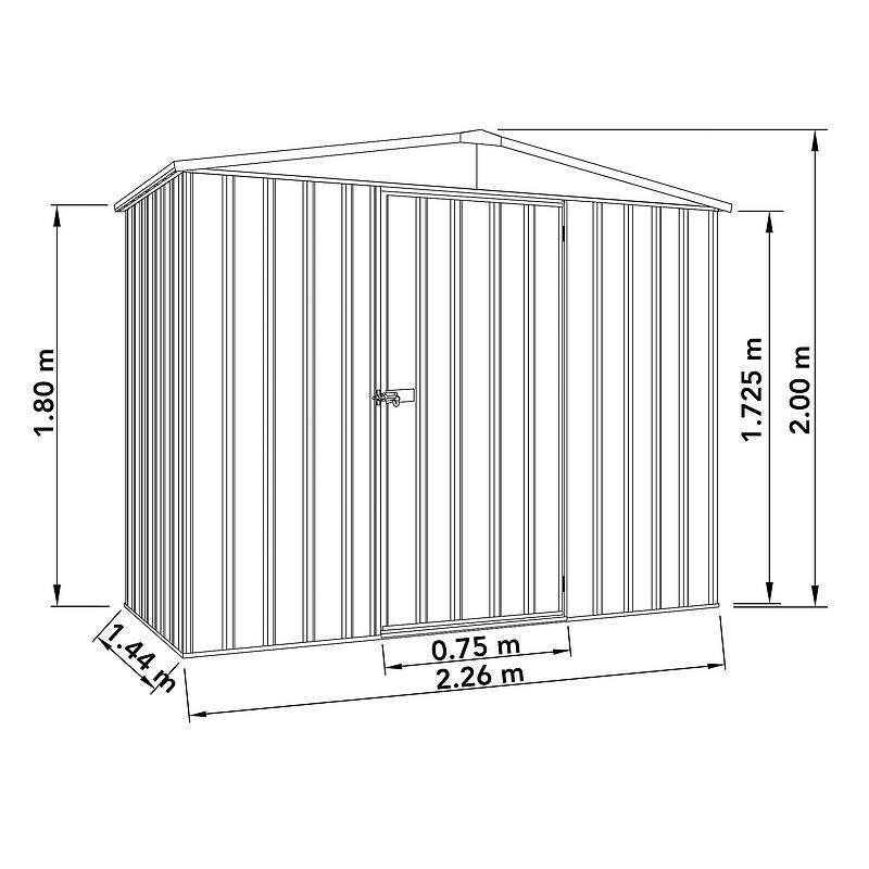 Absco Regent 7' 5 x 5 Woodland Grey Apex Metal Shed