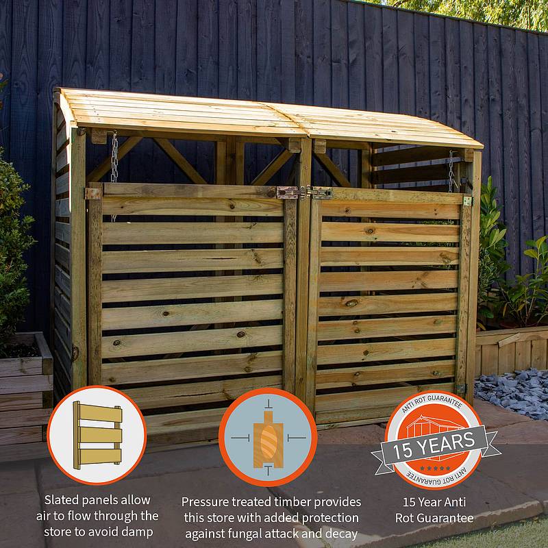 Pressure Treated Double Bin Store Waltons