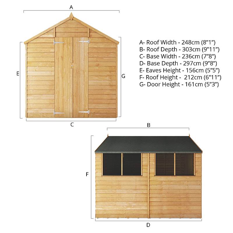 10 x 8 Overlap Double Door Apex Wooden Shed