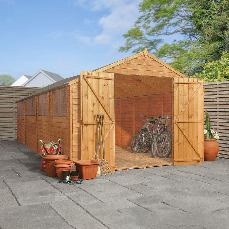 Refurbished 20 x 10 Overlap Double Door Apex Garden Shed