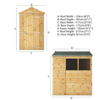 6 x 4 Shiplap Apex Wooden Shed