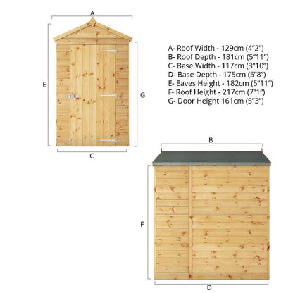 Refurbished 6 x 4 Shiplap Apex Windowless Wooden Shed