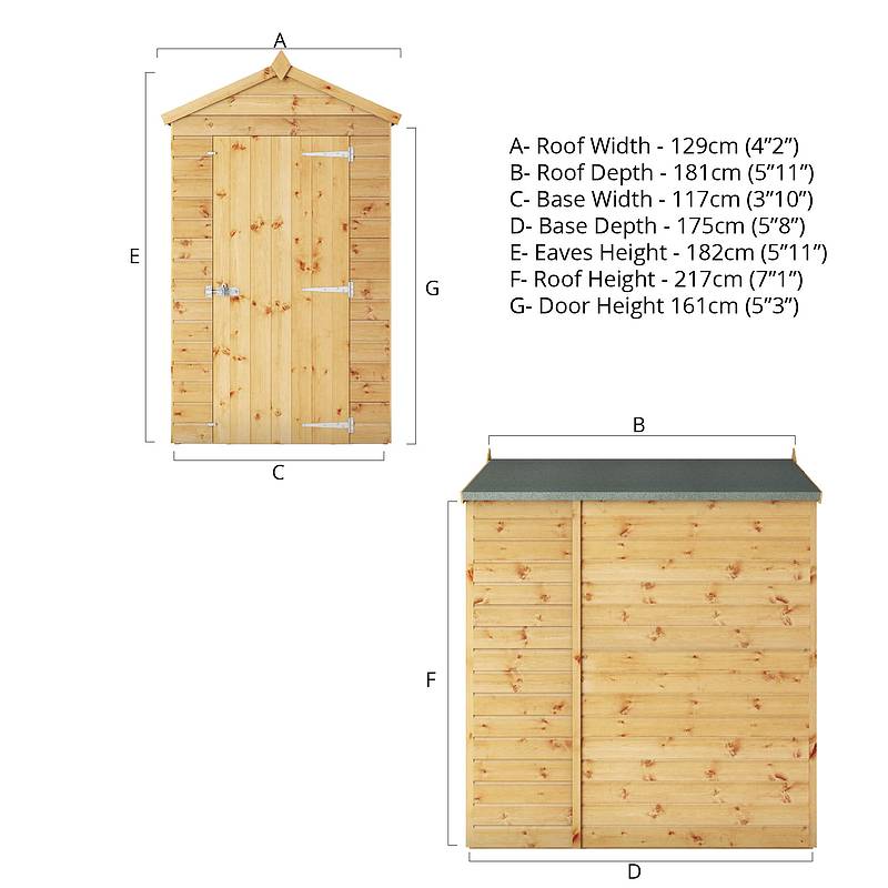Refurbished 6 x 4 Shiplap Apex Windowless Wooden Shed