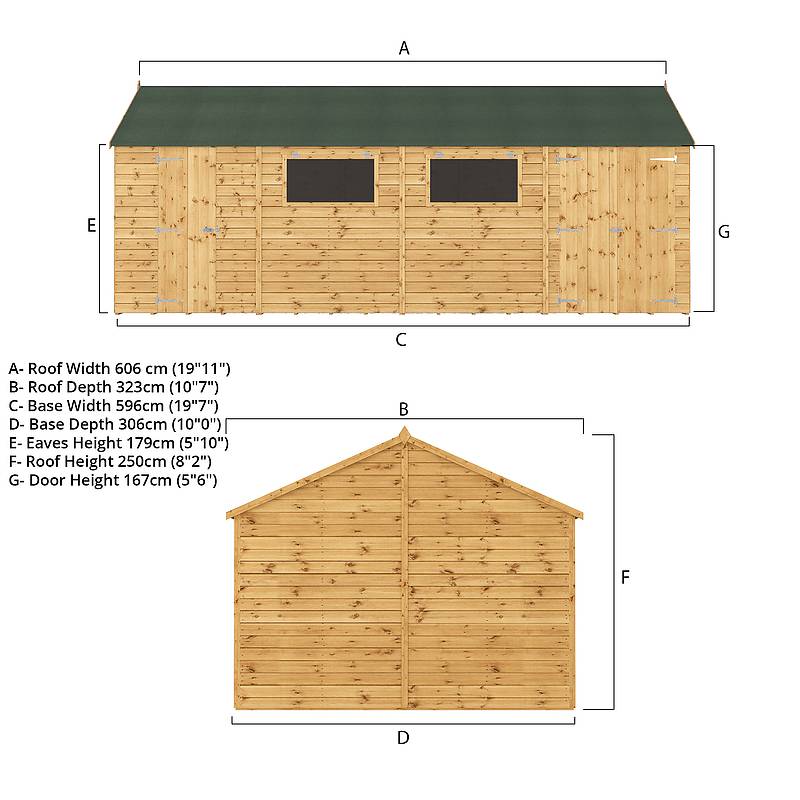 20 x 10 Premium Shiplap Reverse Apex Workshop