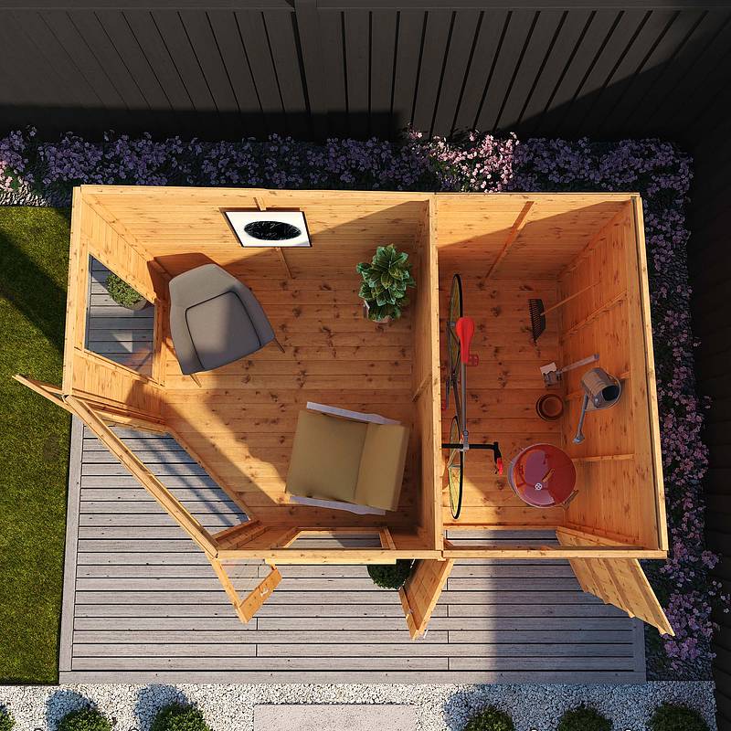 11 x 7 Premium Corner Summerhouse with Side Shed