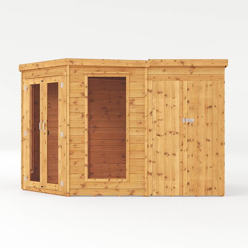 11 x 7 Premium Corner Summerhouse with Side Shed
