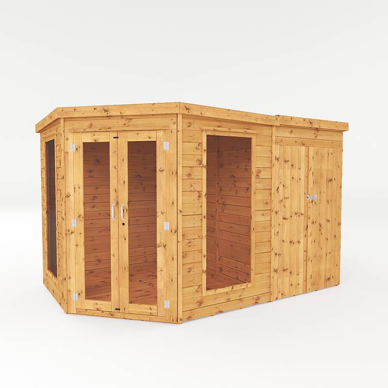11 x 7 Premium Corner Summerhouse with Side Shed