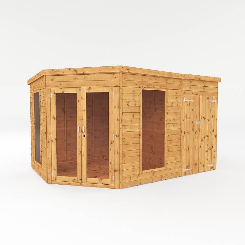 12 x 8 Premium Corner Summerhouse With Side Shed