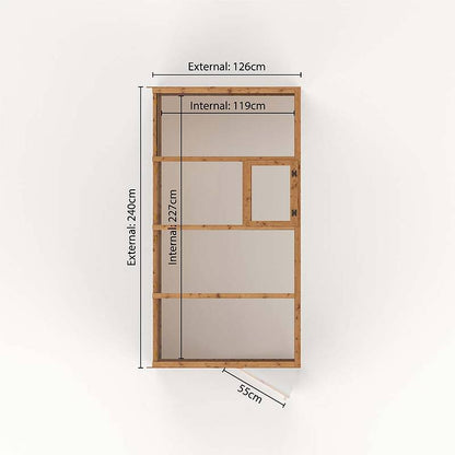Refurbished Pressure Treated 8 x 4 Evesham Lean-to Pent Wooden Greenhouse
