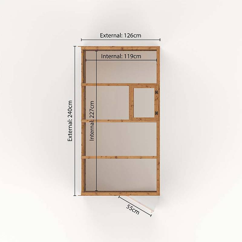 Refurbished Pressure Treated 8 x 4 Evesham Lean-to Pent Wooden Greenhouse