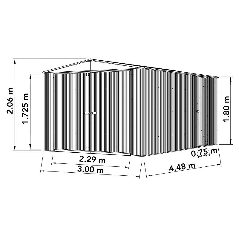 Absco Utility Workshop 10 x 15 Titanium Apex Metal Shed