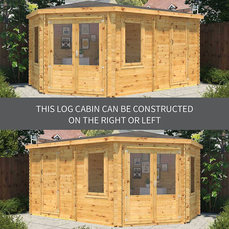 The Goldcrest 5m x 3m Log Cabin with Side Shed
