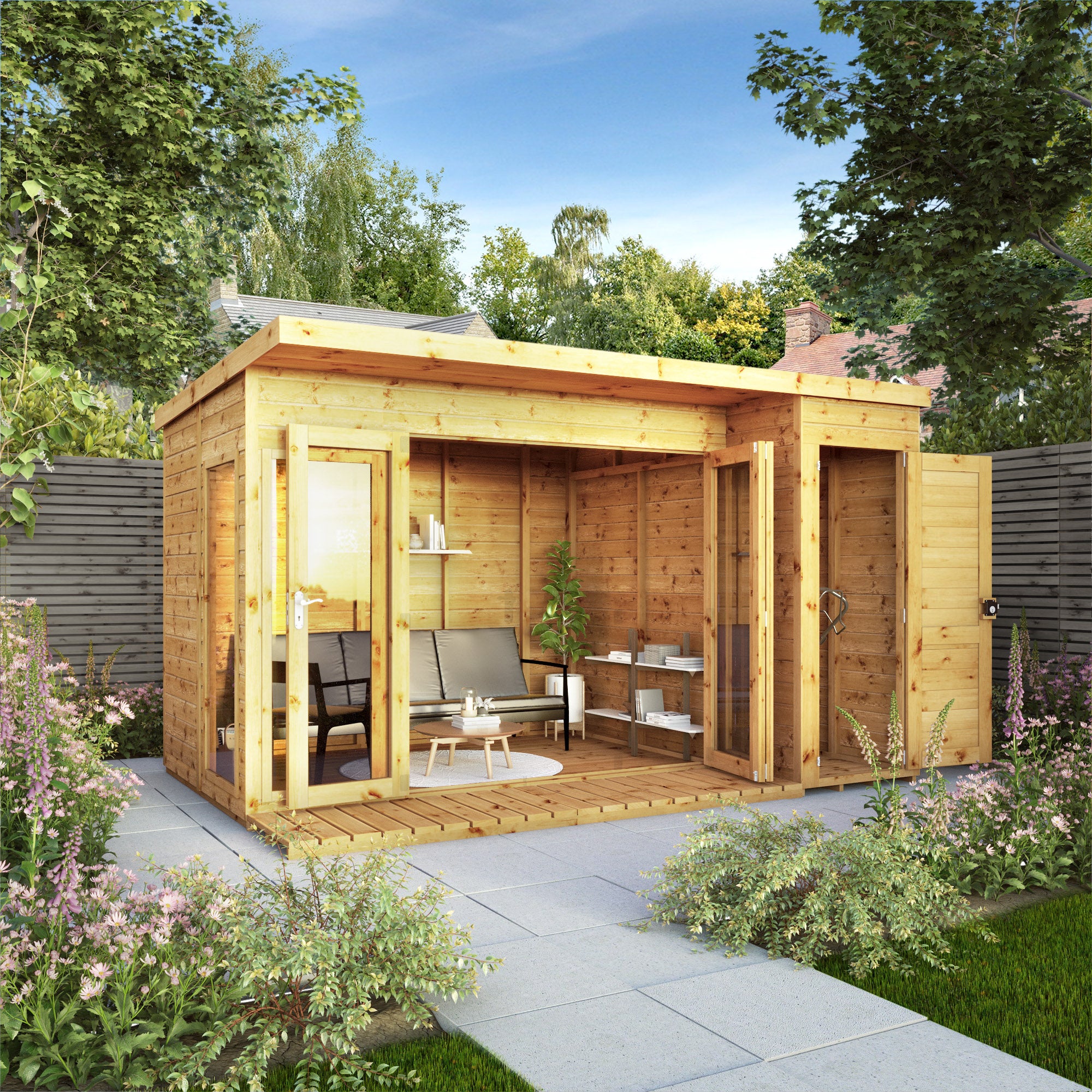 12 x 8 Contemporary Summerhouse with Side Shed