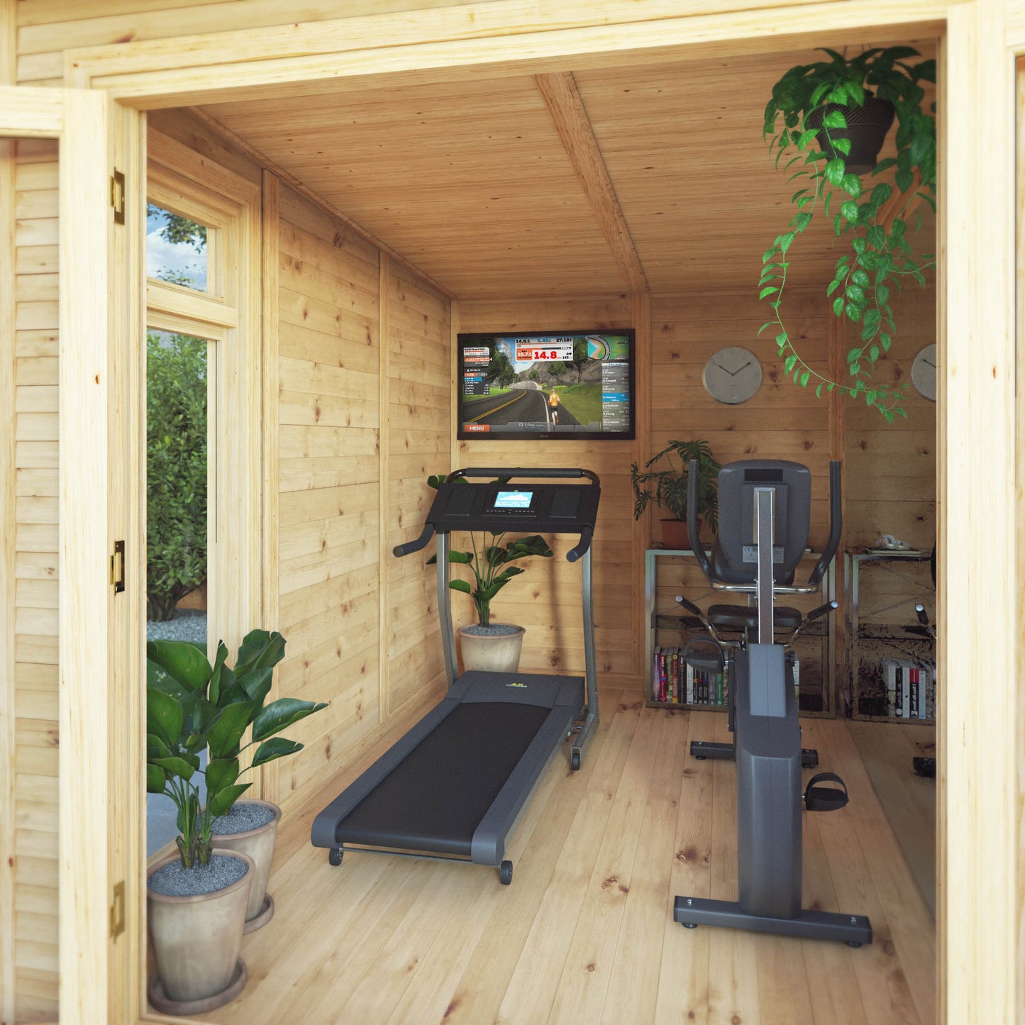 3m x 3m Insulated Garden Room with Side Shed