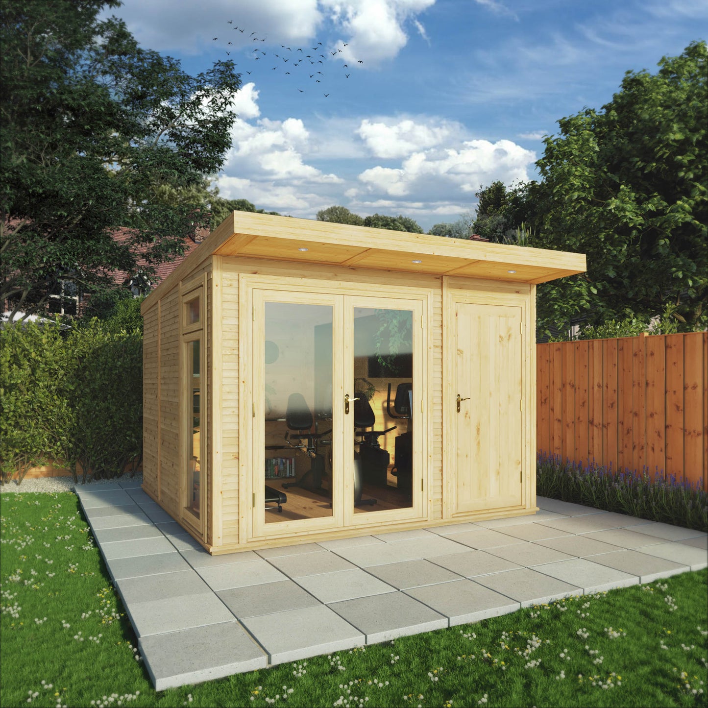 3m x 3m Insulated Garden Room with Side Shed