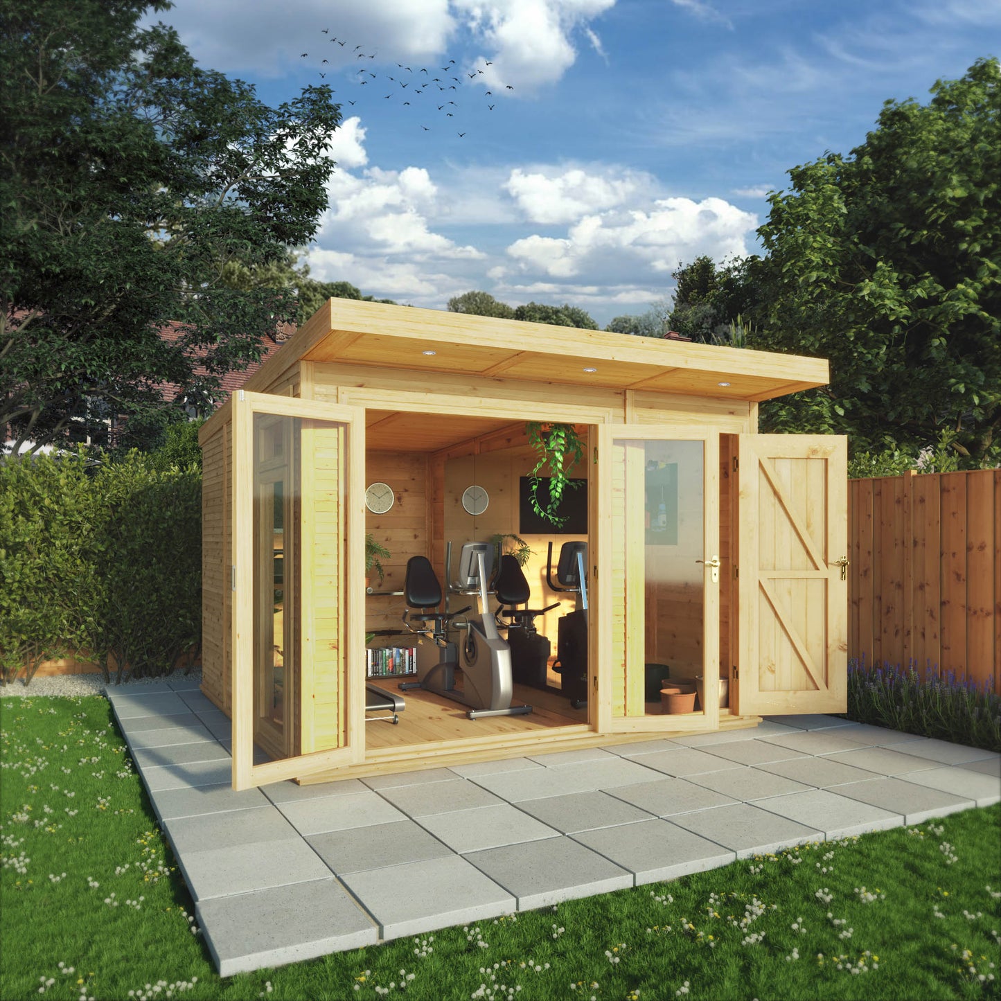3m x 3m Insulated Garden Room with Side Shed