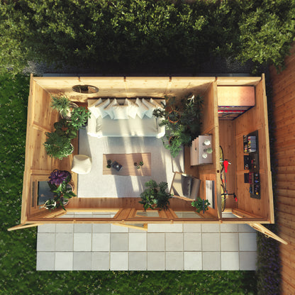 5m x 3m Insulated Garden Room with Side Shed