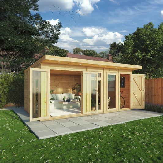 5 x 3m Insulated Garden Room with Side Shed