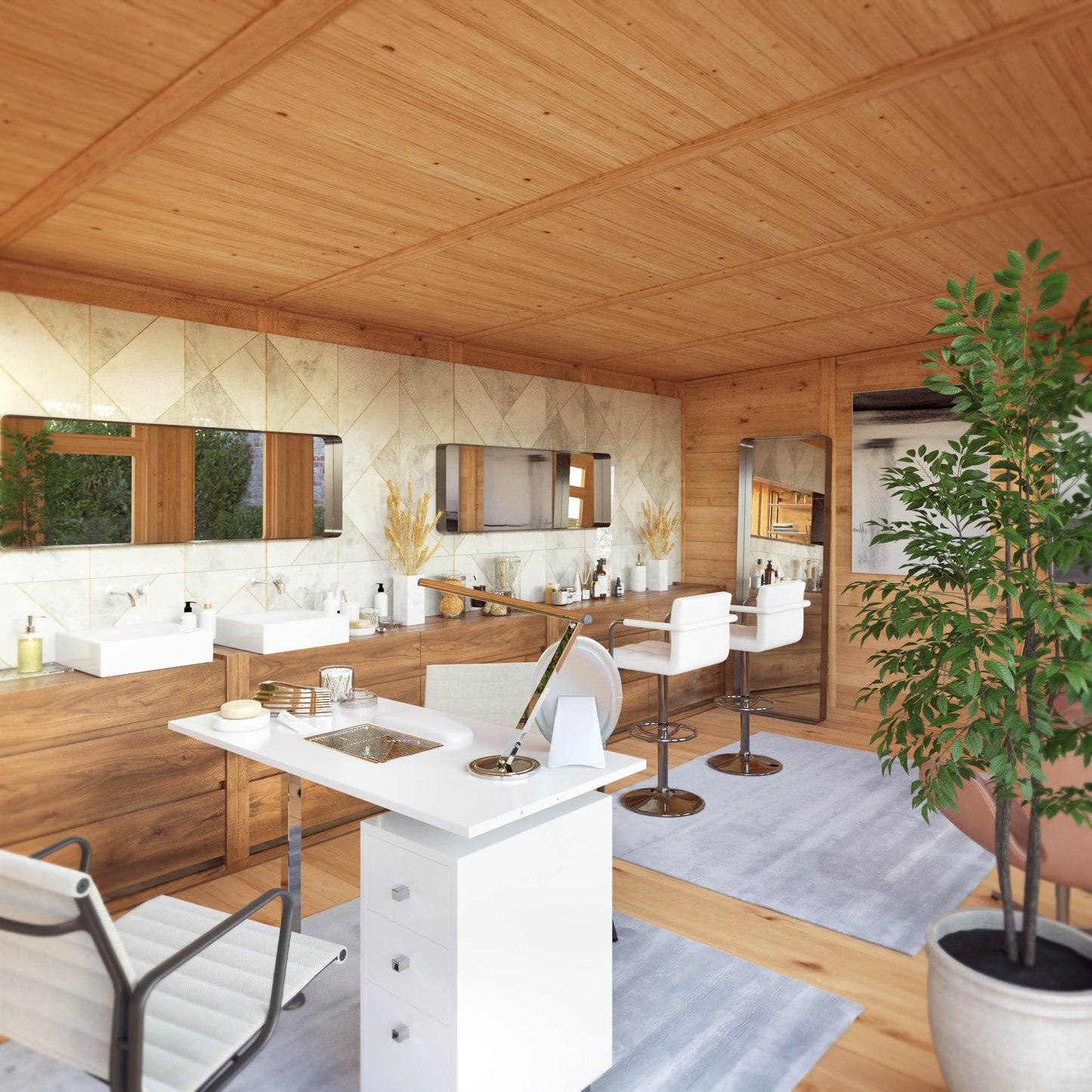 6m x 3m Insulated Garden Room with Side Shed