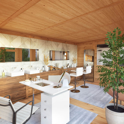 6m x 3m Insulated Garden Room with Side Shed
