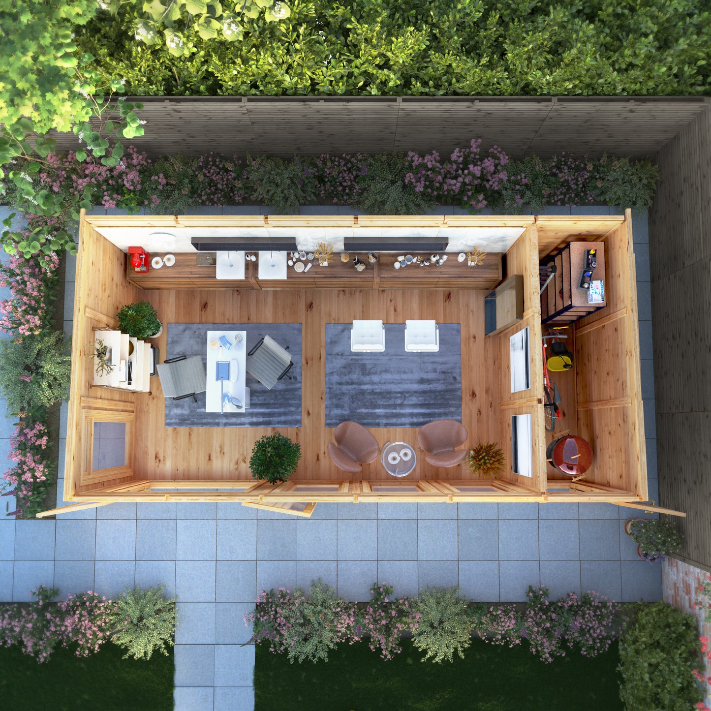 6m x 3m Insulated Garden Room with Side Shed
