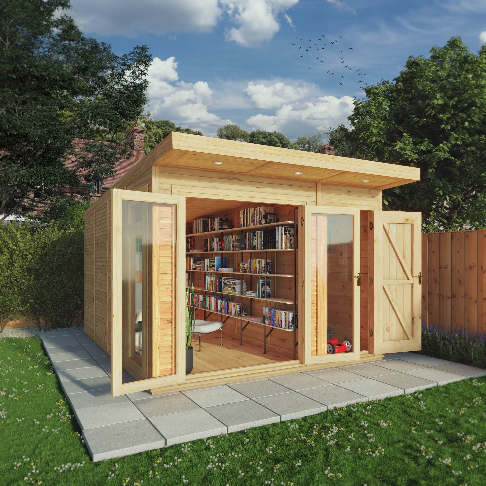 3 x 4m Insulated Garden Room with Side Shed – Waltons