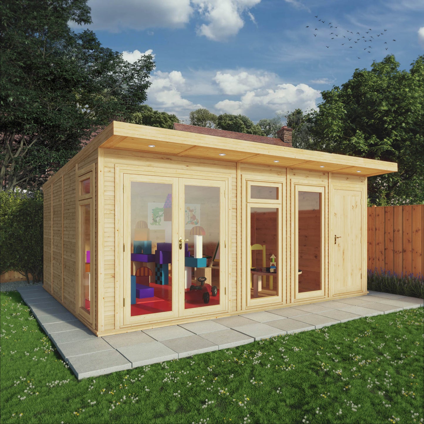 5 x 4m Insulated Garden Room with Side Shed