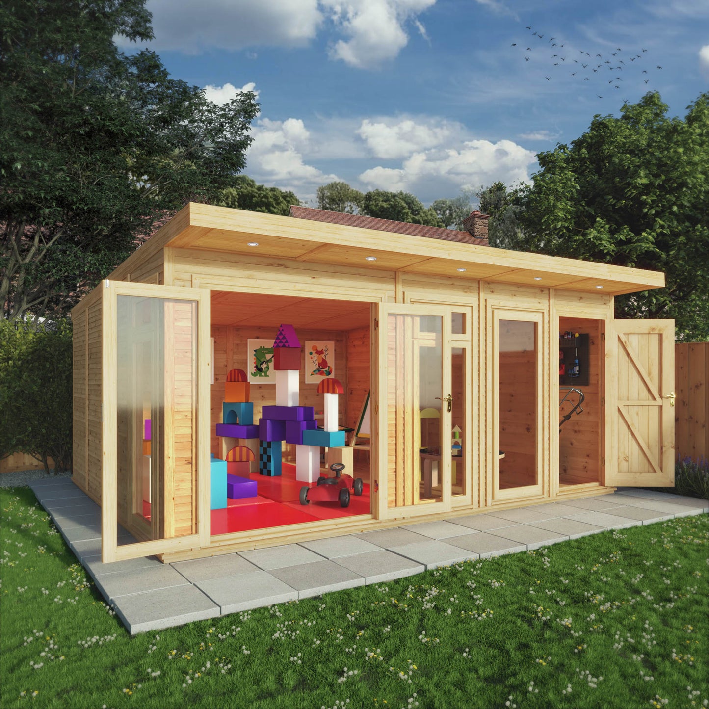 5m x 4m Insulated Garden Room with Side Shed