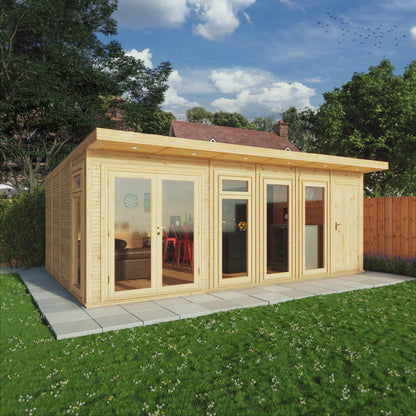 6 x 4m Insulated Garden Room with Side Shed