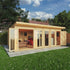 6 x 4m Insulated Garden Room with Side Shed
