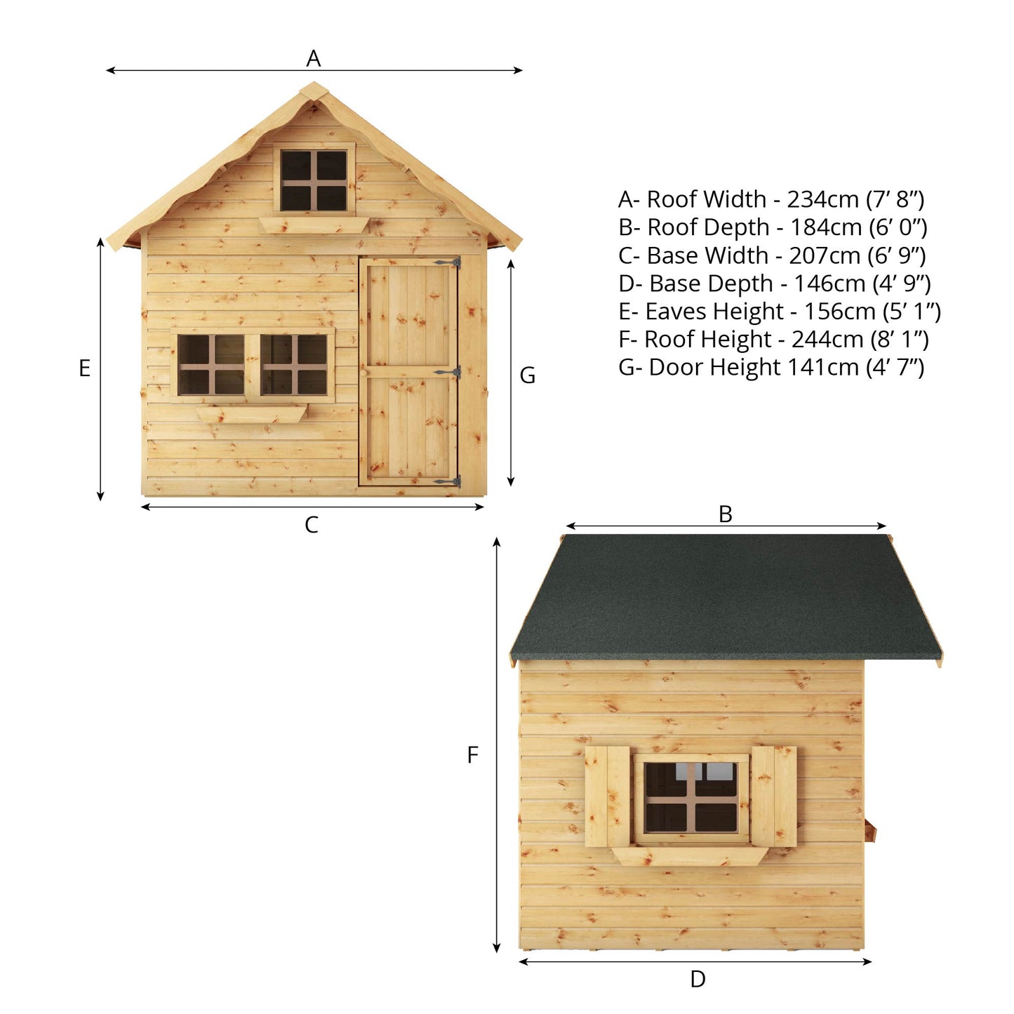 7 x 5 Double Storey Swiss Cottage Playhouse