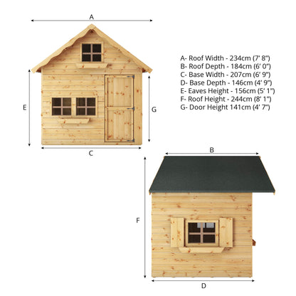 7 x 5 Double Storey Swiss Cottage Playhouse