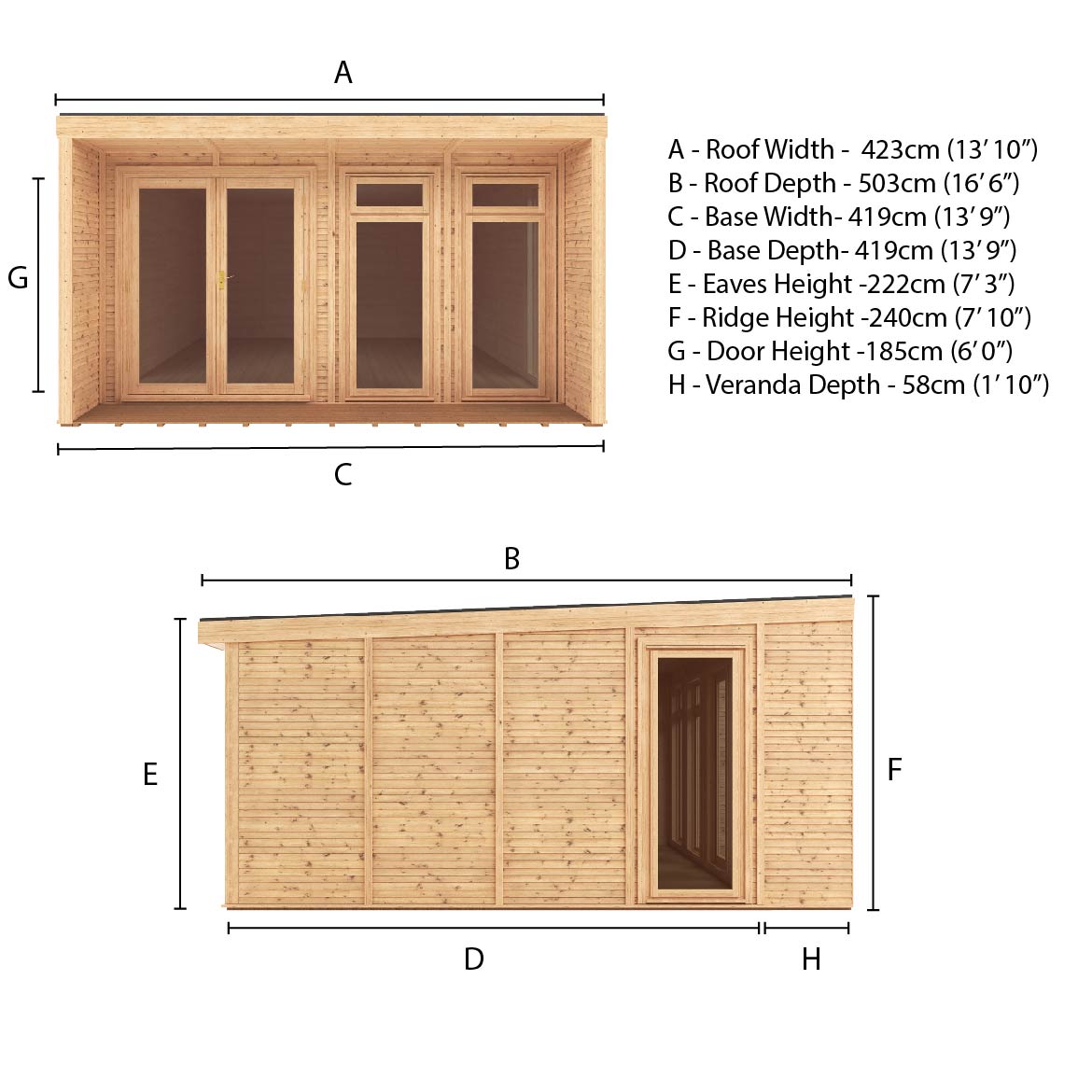 The Creswell 4m x 4m Premium Insulated Garden Room