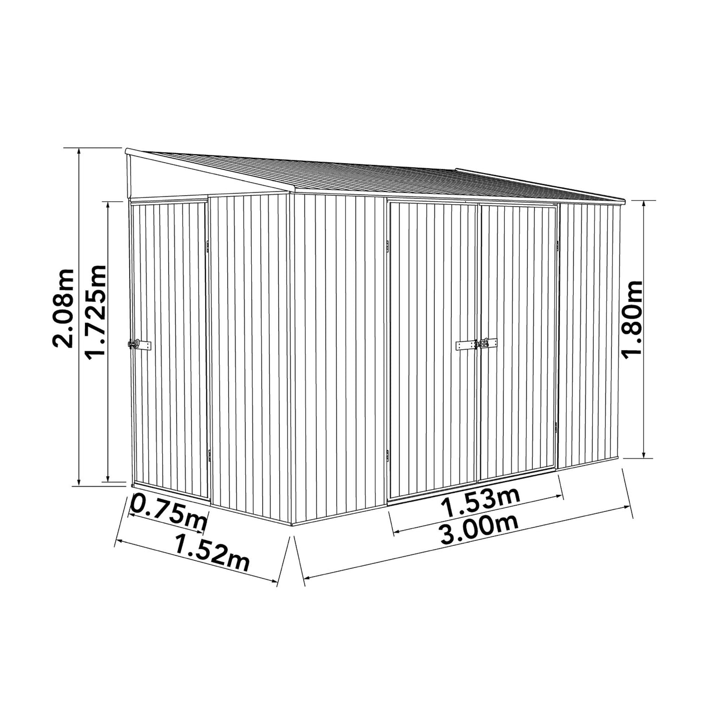 Absco 10 x 5 Woodland Grey Metal Bike Shed