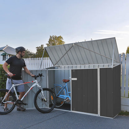 Absco 7' 5 x 2' 5 Woodland Grey Metal Bike Shed