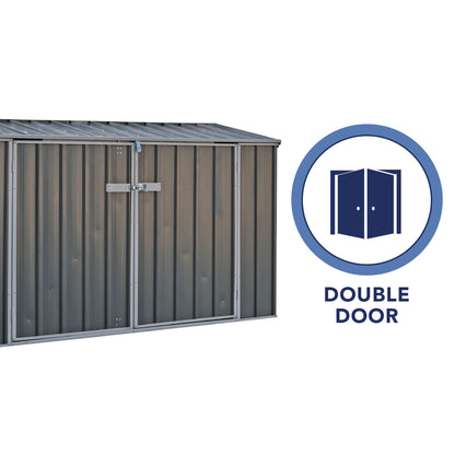 Absco 7' 5 x 2' 5 Woodland Grey Metal Bike Shed