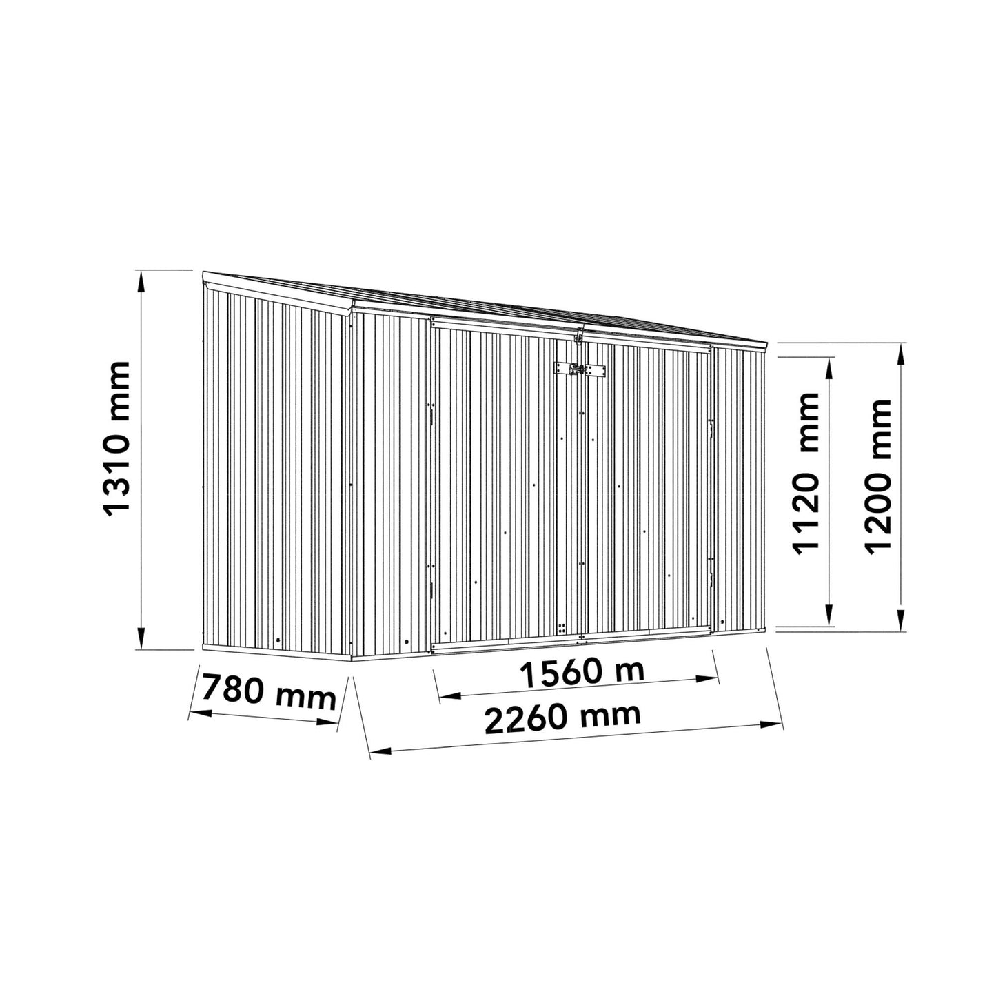 Absco 7' 5 x 2' 5 Woodland Grey Metal Bike Shed