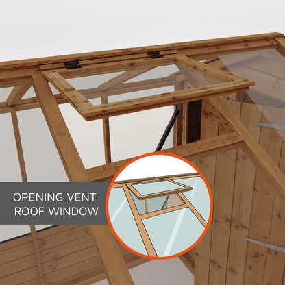 Opening roof vent on a greenhouse