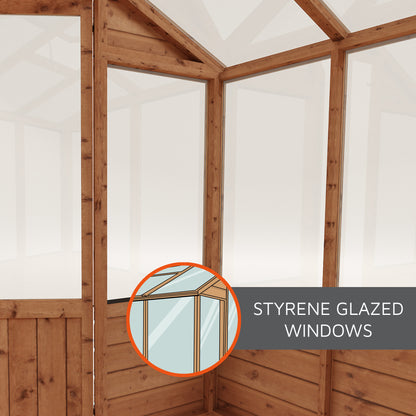 styrene glazed windows in a timber greenhouse