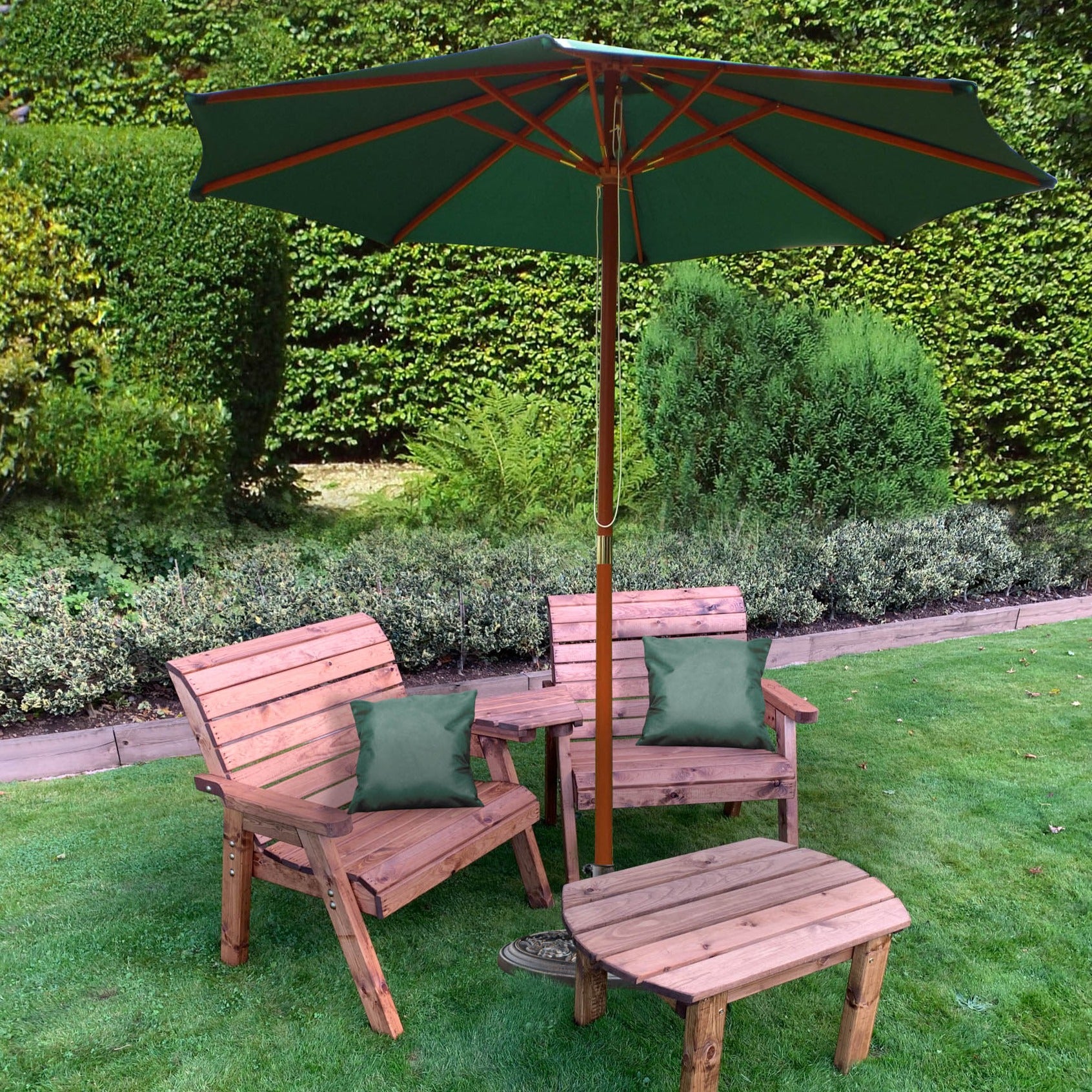 Charles Taylor Grand Twin Angled Set with Parasol and Cushions