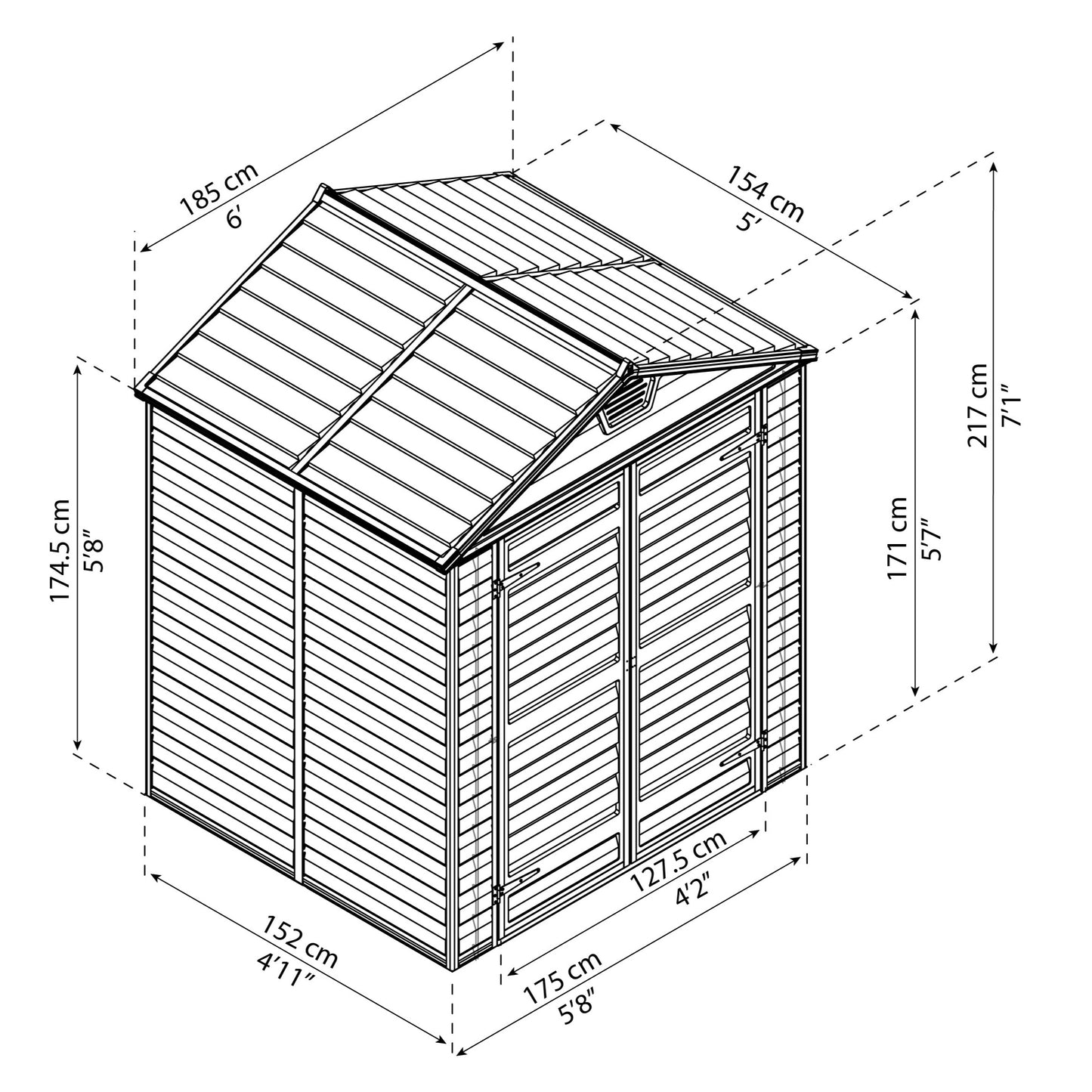 Canopia by Palram 6 x 5 Skylight Shed - Grey