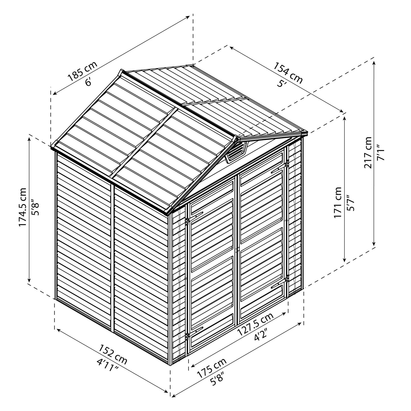 Canopia by Palram 6 x 5 Skylight Shed - Grey