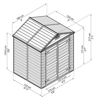 Canopia by Palram 6 x 5 Skylight Shed - Grey