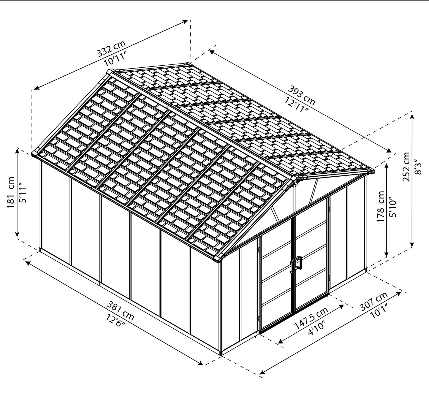 Canopia by Palram 11 x 13 Yukon Shed With Floor - Grey