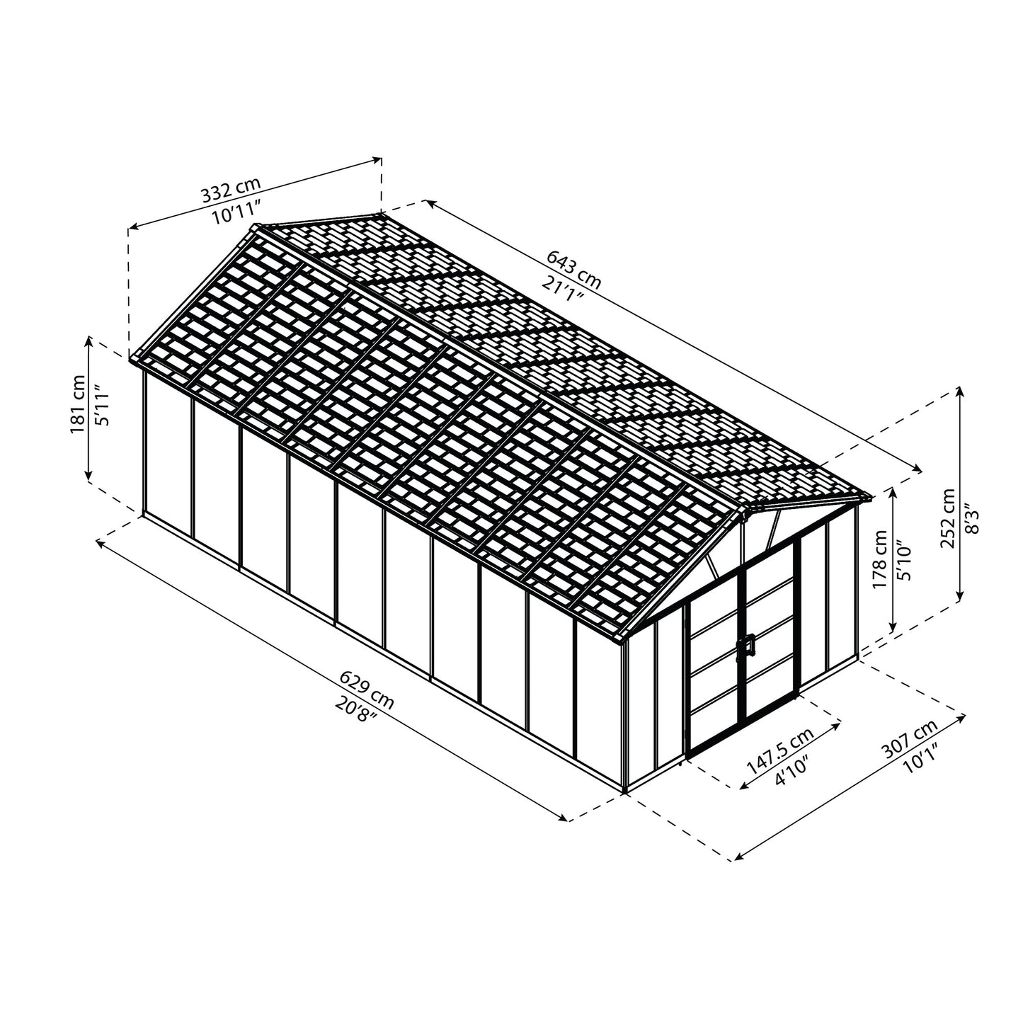 Canopia by Palram 11 x 21 Yukon Plastic Shed - Grey