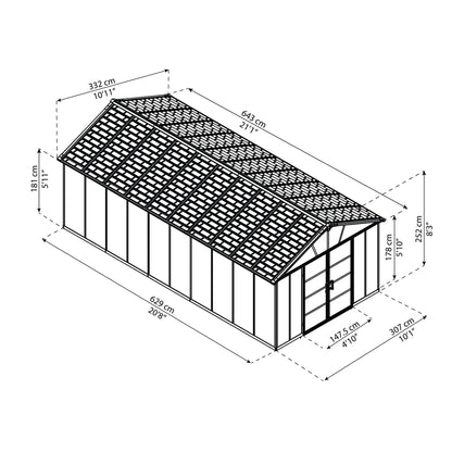 Canopia by Palram 11 x 21 Yukon Plastic Shed - Grey