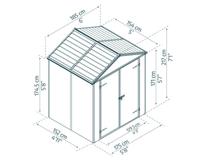 Canopia by Palram Rubicon 6 x 5 Plastic Shed